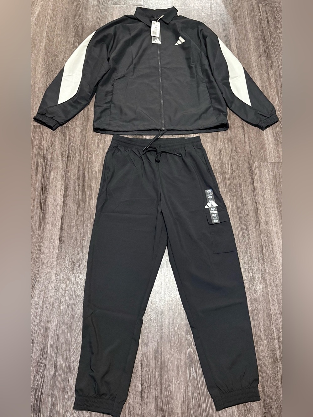 Adidas Men's Stadium Jacket/Logo Cargo Joggers/3-Stripe Jersey Tee Size M NWT’S